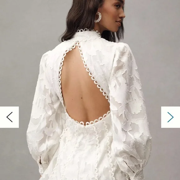 BHLDN Anthropology White Lace Long-Sleeve Women's Dress - Picture 2 of 6